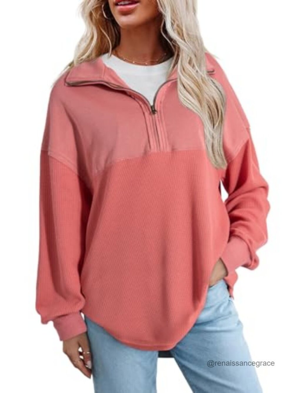 Women's Half Zip Oversized Sweatshirt Casual Fall Pullover Top
